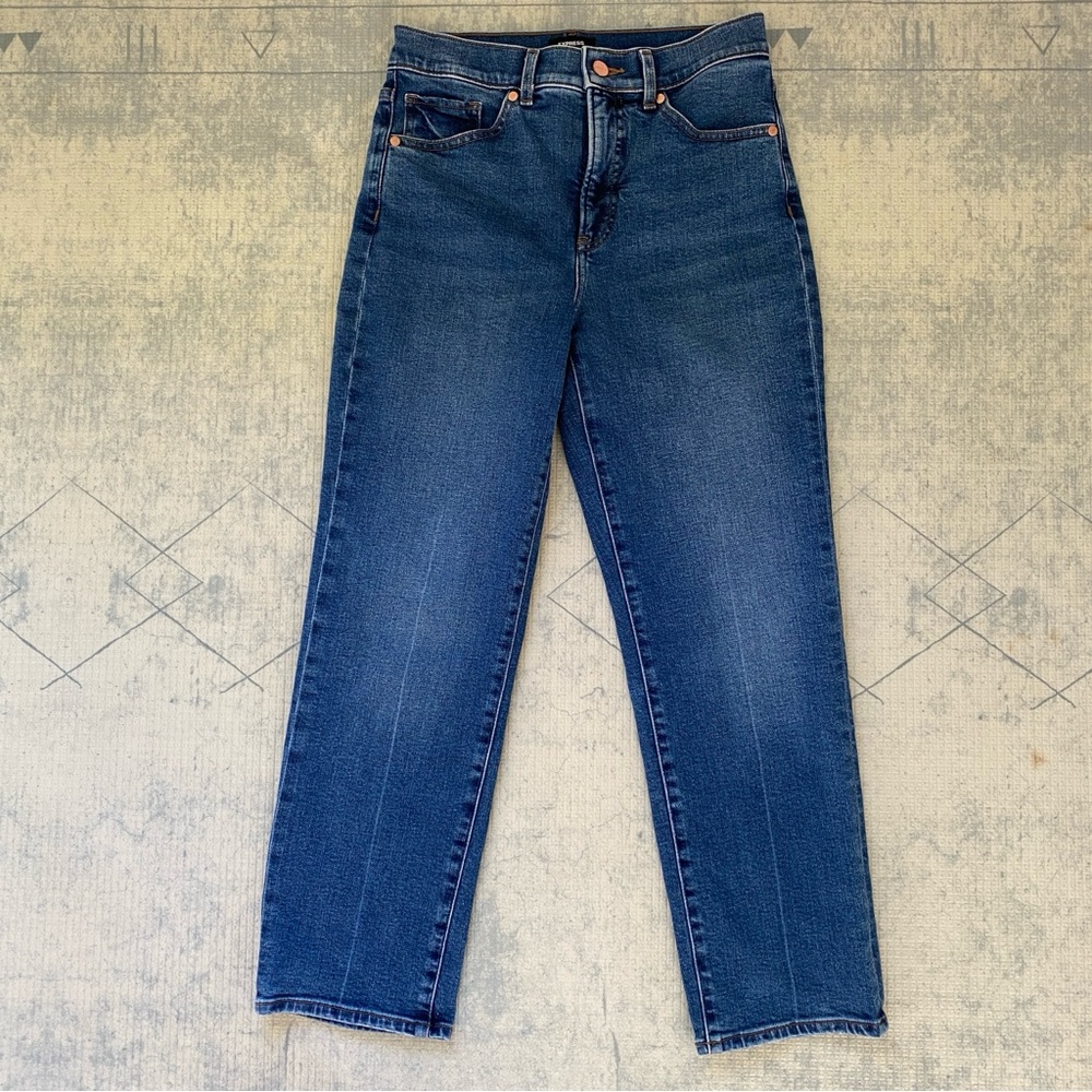 Express Straight Ankle High Rise Blue Jeans 4R